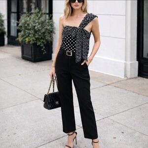 💯% silk J. Crew 1 shoulder strap polka dots flowy bow back zipper size 4